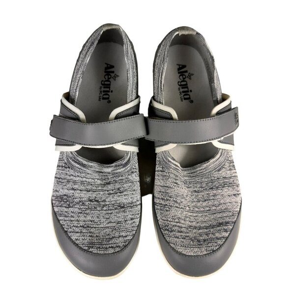 Alegria By PG Lite Traq Women's Gray Knit Mary Jane Shoes With Adjustable Strap - Picture 2 of 11